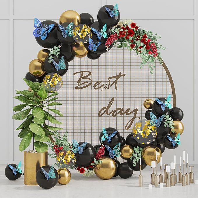 SAOROPEB 3D Butterfly Wall Decor 48 Pcs Laser Blue Butterfly Decorations | 4 Styles 3 Sizes, Butterfly Birthday Decorations Butterfly Party Decorations Cake Decorations, Removable Stickers