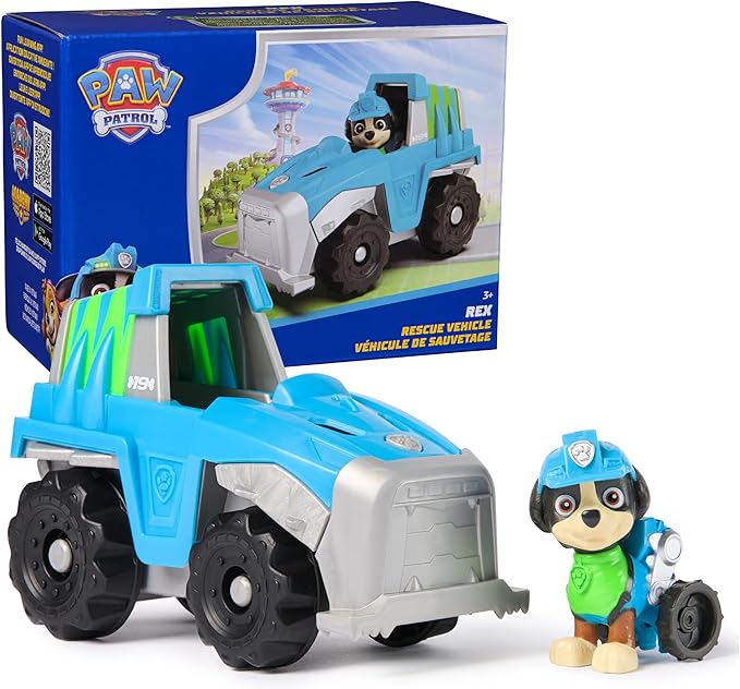 Paw Patrol, Rex’s Dinosaur Rescue Vehicle, Toy Truck with Collectible Action Figure, Sustainably Minded Kids Toys for Boys & Girls Ages 3 and Up