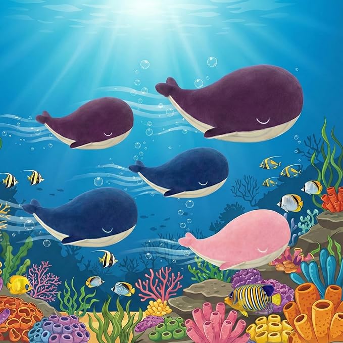 Whale Stuffed Animals Plush Pillow 4 Size Cute Soft Cotton Plushies Pillows Kawaii Blue Whale Toy Gifts for Kids Boys Girls Adults (Blue, 18 Inch)