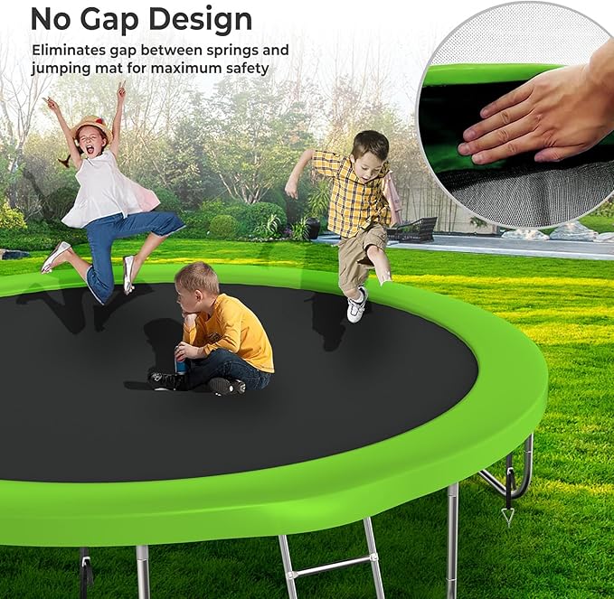 Lyromix Upgraded 16FT 15FT 14FT 12FT 10FT 8FT Trampoline Outdoor with Basketball Hoop and Net, Capacity for 4-6 Kids and Adults