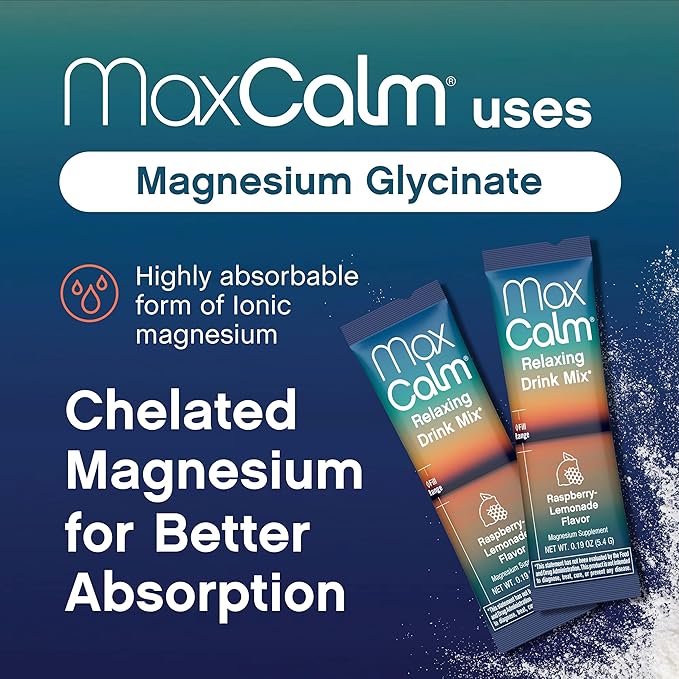 Relaxing Drink Mix | Raspberry-Lemonade Flavor | Magnesium & KSM-66 Ashwagandha Supplement | Supports Relaxation | 30 Single-Serve Packets
