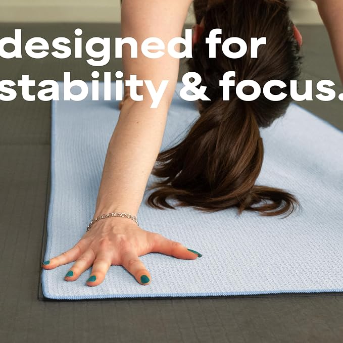 S&T INC. Aura Yoga Mat Towel with Non-Slip Grip, Enhanced Silicone Grip, Soft and Absorbent for Gym, Pilates, and Hot Yoga Mat, 2 Pack, 24 inches x 72 inches, 340GSM, Blue