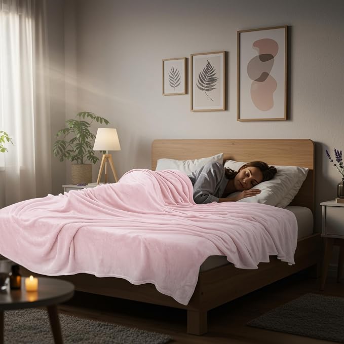 Utopia Bedding Ultra Soft Fleece Bed Blanket King Size Pink (90x102 Inches) | Microfiber Plush Warm Lightweight Breathable Cozy Blanket Anti-Static, All Season Use, Gift for Women and Men