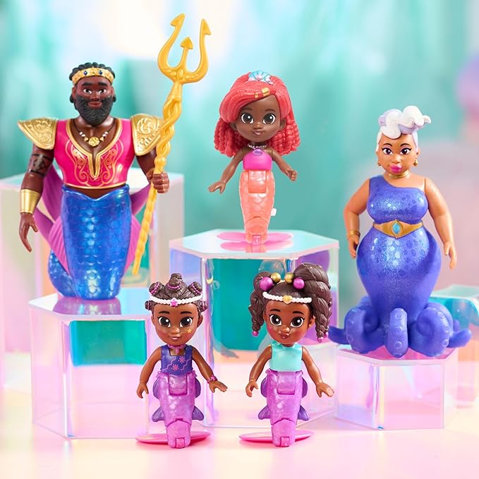 Just Play Disney Junior Ariel Royal Family 6-piece Color-Change Mermaid Figure Set, Kids Toys for Ages 3 Up