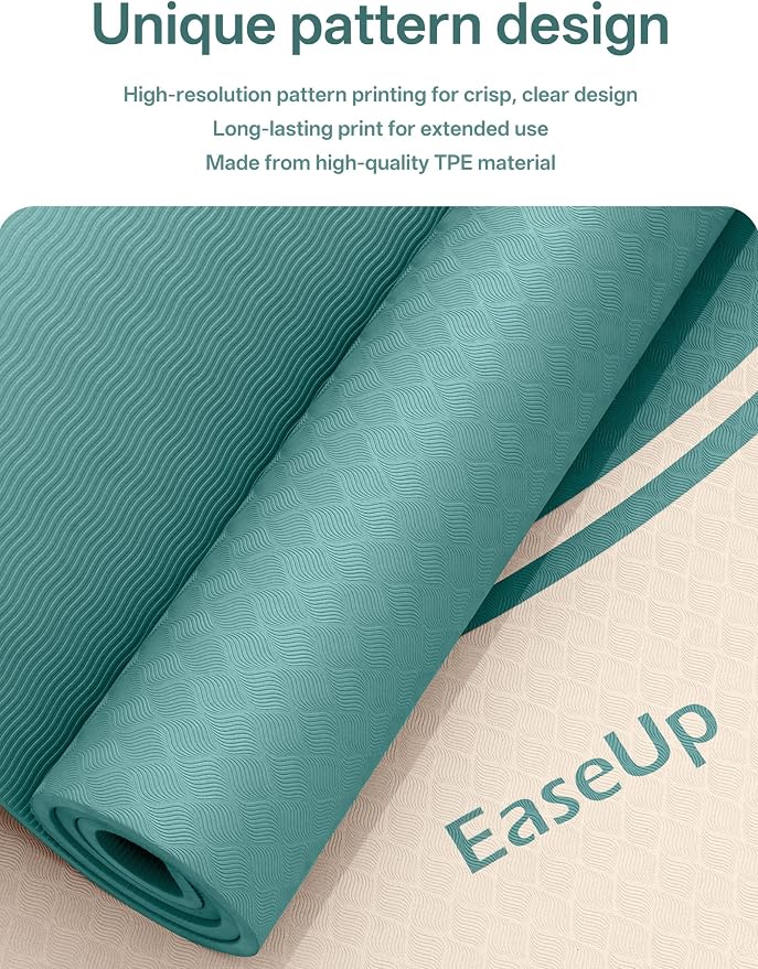 EaseUp Extra Thick Yoga Mat -2/5 inch (10MM), 72.8x31.5" Extra Long-Wide, Professional TPE Non-slip yoga mats for Yoga,Exercise, Workout,Pilates and Fitness, with strap