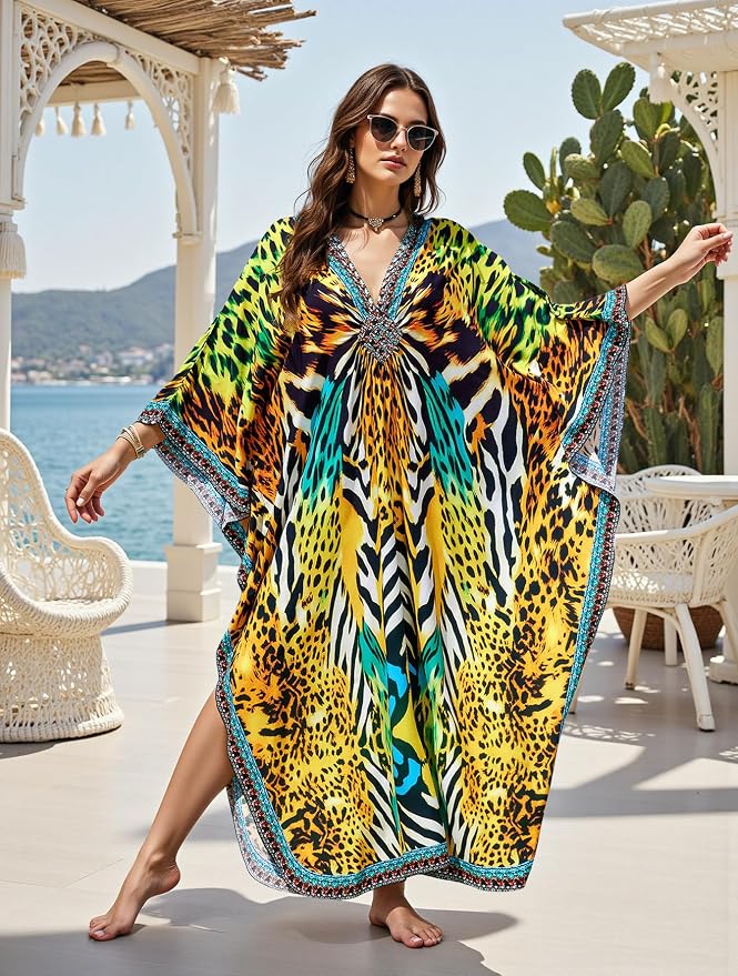 Mumu Dresses for Women Plus Size, Bohemian Kaftan Beach Cover Up Long Maxi Nightgown Soft Loungewear