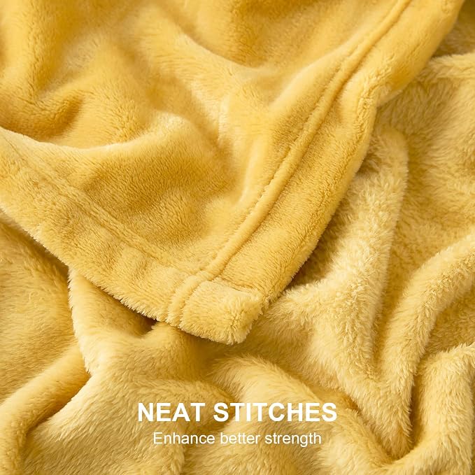 Hansleep Throw Yellow Fleece Blanket, Soft Flannel Bed Blanket | Fuzzy Cozy Blanket 50x60 Inches, Multi-use for Bed, Sofa, Couch, Travel, Camping, All Season Warm Lightweight Cover