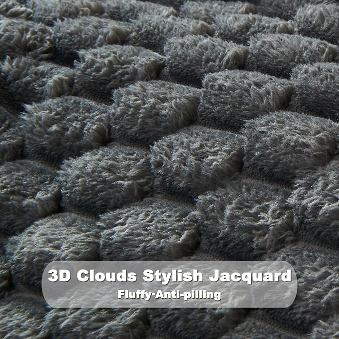 NEWCOSPLAY Fleece Clouds Cozy Queen Blanket for Couch, Grey, 90"x90" | Premium Silky Flannel Blanket, Soft Lightweight Fluffy Throw Blanket for Bed Sofa Decor, Gift for All Season Use