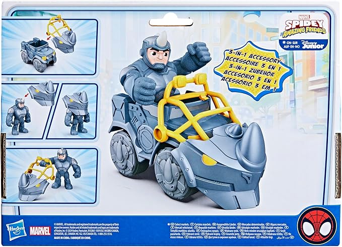 Spidey and his Amazing Friends Marvel Rhino Wrecker Toy Set with Action Figure and Vehicle, Preschool Super Hero Toys for Kids 3 and Up