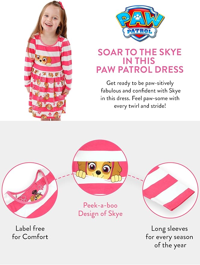 Paw Patrol Dress | Soft Cotton Girls Summer Dress | Skye Dresses