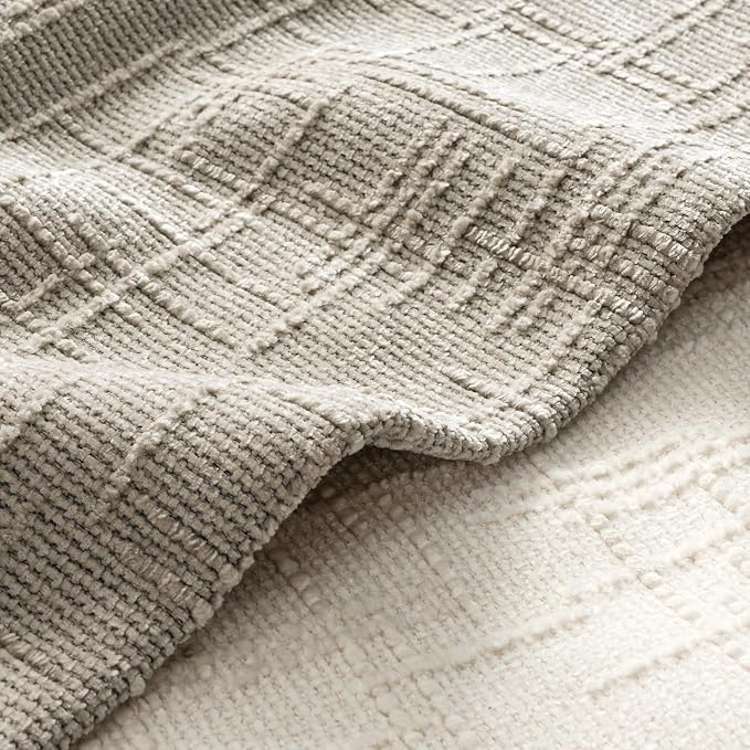 MIULEE Chenille Textured Throw Pillow Covers Light Brown 18x18 Set of 2 | Slubby Decorative Pillows, Boho Farmhouse Home Decor, Modern Neutral Cushion Covers for Couch Sofa Bed Living Room