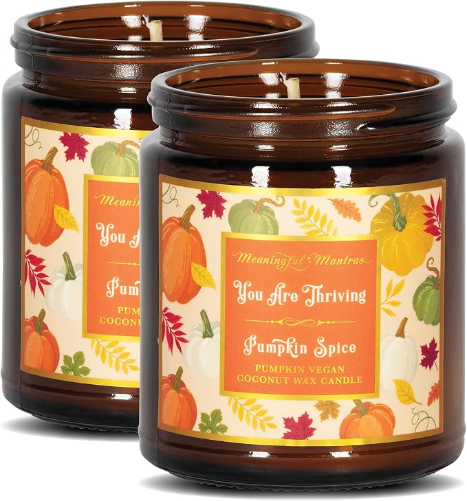 Pumpkin Spice Fall Aromatherapy Candle Non-Toxic Long Lasting | 100% Real Essential Oils, Coconut Wax, Handmade with Love 8oz