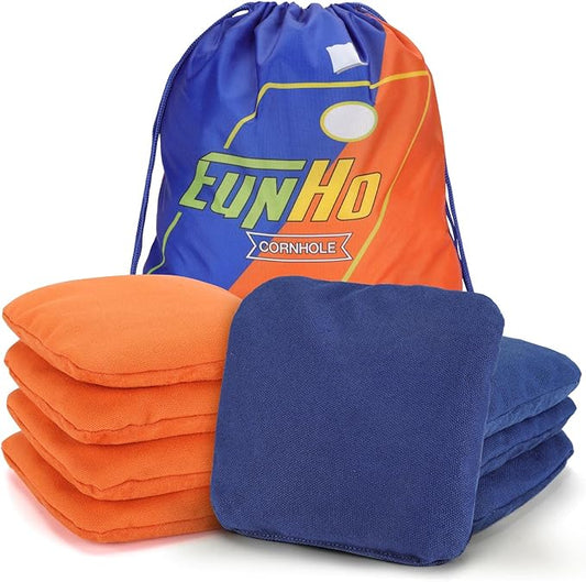 EunHo Regulation Cornhole Bags Set of 8 - Dual Sided Slick and Stick Cornhole Bean Bags for Tossing Game Professional All Weather Pro Corn Hole Bags with Tote Bag