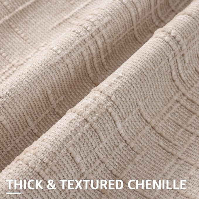 decorUhome Textured Chenille Throw Pillow Covers 26x26 Set of 2 Ivory | Fall Modern Farmhouse Soft Cozy Slubby Couch Pillow Cases Boho Decorative Pillow Cases for Bed Sofa Living Room Home Decor