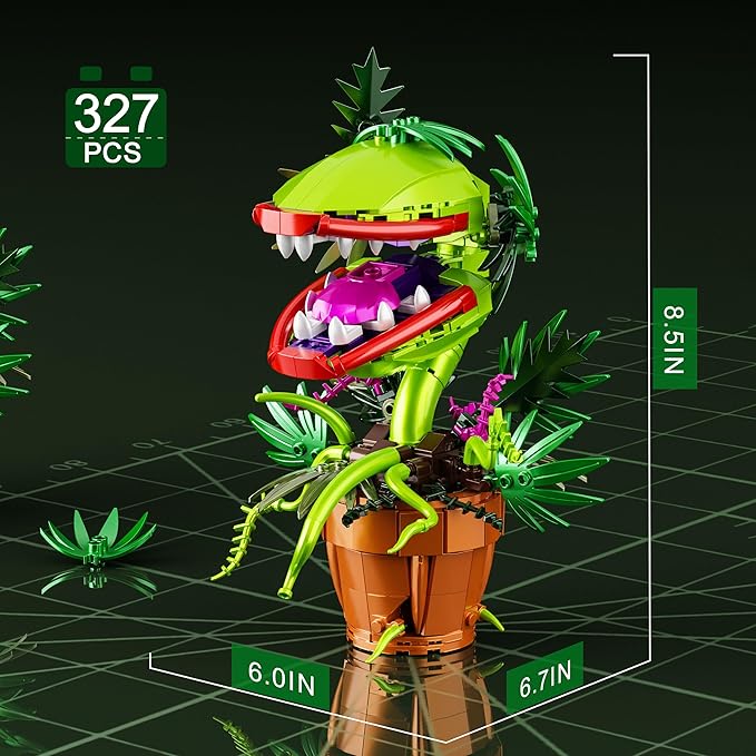 Audrey II Piranha Plant Building Blocks Set, Cannibal Plants Bonsai Building Set, Christmas Halloween Horror Flower Décor Gifts for Adults, Creative Gift for Home Décor and Office Art
