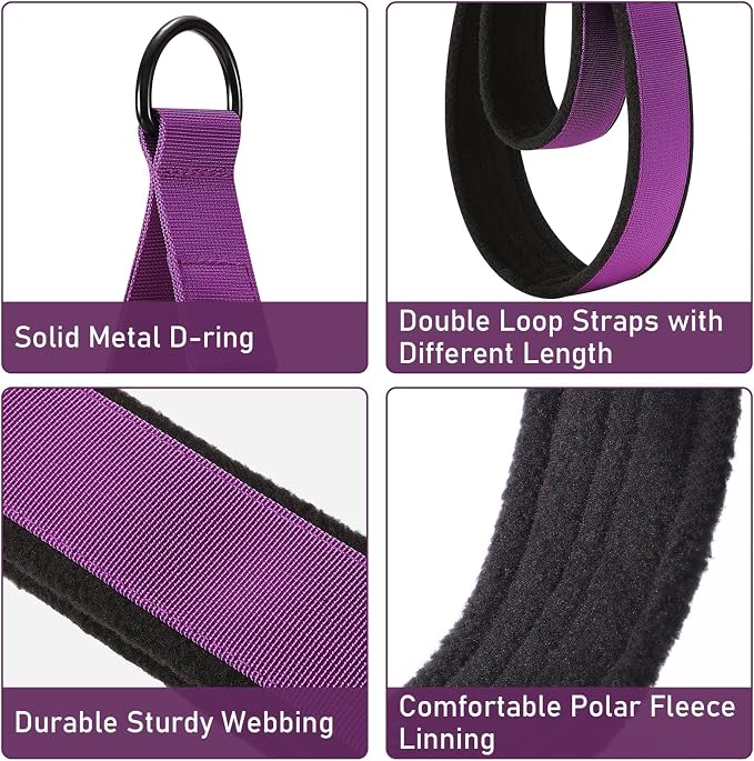 TOBWOLF Pilates Straps - Double Loop D-Ring Straps for Reformer, Padded, Home Gym Workout