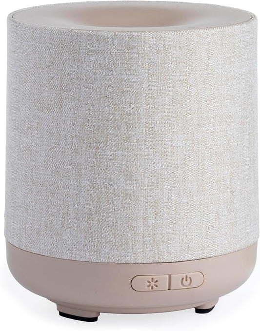 Airome Ceramic Essential Oil Diffuser|100 mL Humidifying Ultrasonic Aromatherapy Diffuser 8 Colorful LED Lights, Intermittent & Continual Mist, Auto Shut-Off, Natural Linen