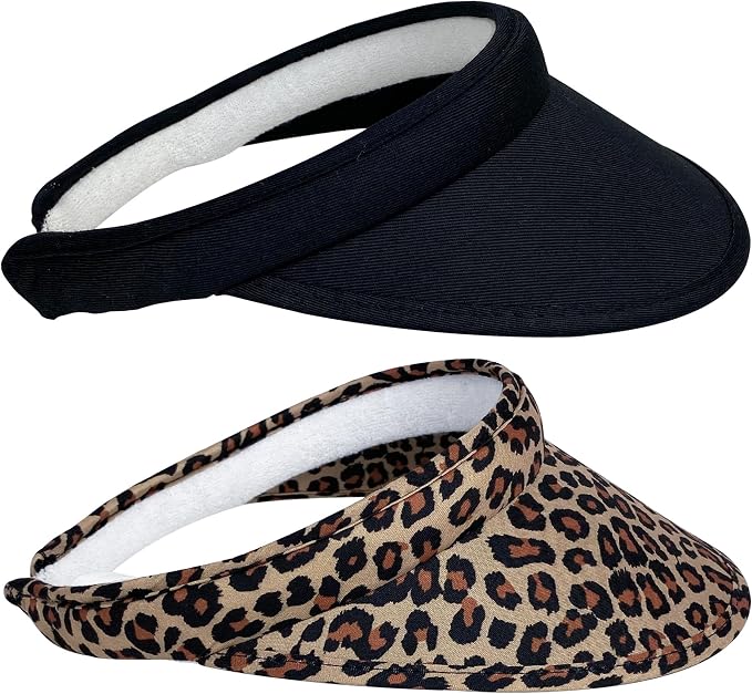 2 Pack Sun Visor Hats Women Men Clip On Wide Brim Visors Hat Outdoor Sports Golf Beach Travel Tennis Caps