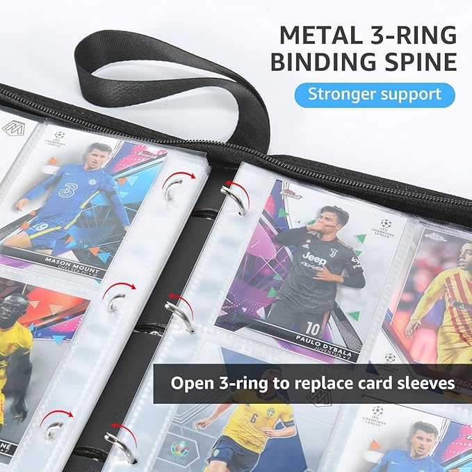 HBK Baseball Card Binder 900 Pockets, PU Leather with 50 Sleeves, 3-Ring Collectible Card Album for Trading Cards, Sports Card Collector Gift for Boys Girls (Ohtani-17)