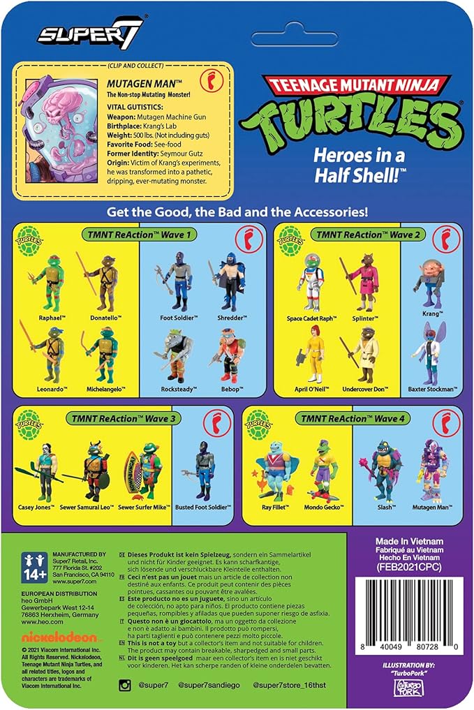 Super7 Teenage Mutant Ninja Turtles Mutagen Man 3.75 in Reaction Figure