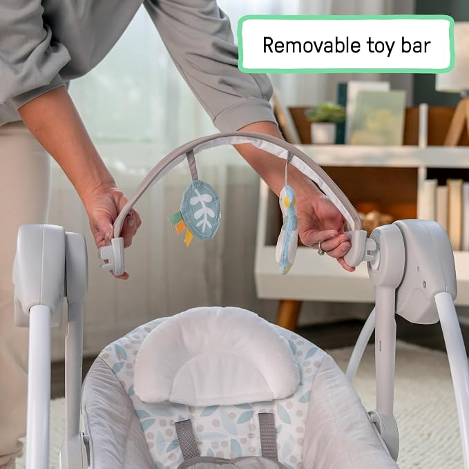 Ingenuity Comfort 2 Go Portable Swing - Endless Bloom - 6 Speeds - 10 Melodies - 2 Toys - 0-9M