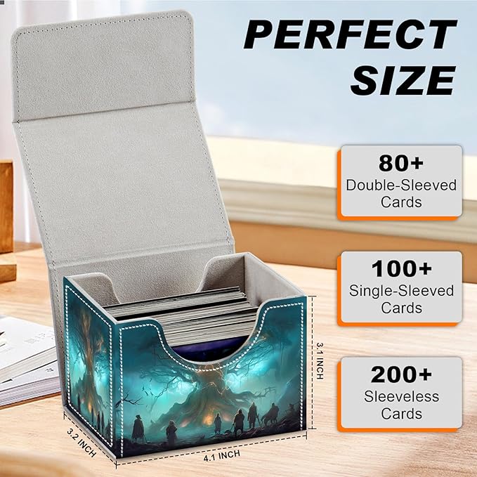 DEGDFSGR for TCG MTG Card Game Storage Box Organizer Trading Card Case Commander Deck Box Magnetic Closure Creative Pattern Up to 200 Cards, Several People Tree