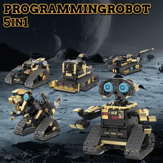 5 in 1 Robot STEM Robot Building Kit Science APP & Remote Control Blocks Technic Educational Building Blocks Set Robotics Toys for Boys Kids Ages 8-12（695 Pieces）
