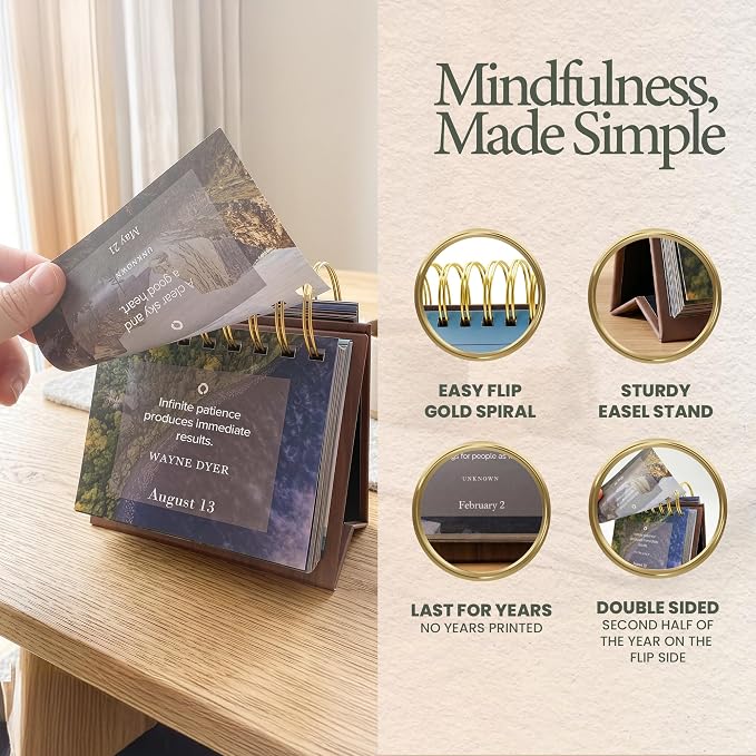 MESMOS 366 Mindfulness Daily Flip Calendar, Undated Perpetual Calendar, Desk Decor for Men & Women, Inspirational Gifts, Self Care Quotes, Office Desk Accessories, Stress Anxiety Relief Items