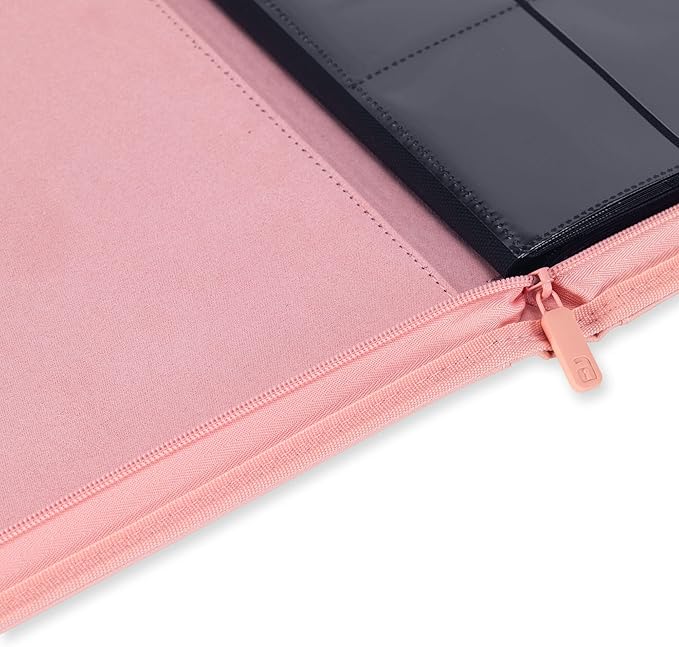 Vault X 12 Pocket Zip Binder, 480 Cards, Exo-Tec Material, 20 Side-Loading Pages (Pink)