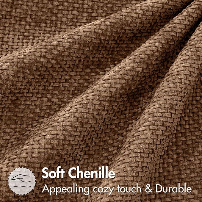MIULEE Decorative Couch Throw Pillow Covers 18x18 in Golden Brown 2 Pack | Modern Boho Neutral Accent Pillows, Soft Chenille Pillow Covers, Farmhouse Cushion Cases for Home Decor Bed Sofa Living Room