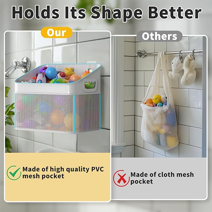 Mesh Baby Bath Toy Storage, ‎Large Capacity and Quick Drying Baby Toy Storage for Bath, Multi-use Net Bags Make Baby Bath Toy Organizer Easy, 1 Pack