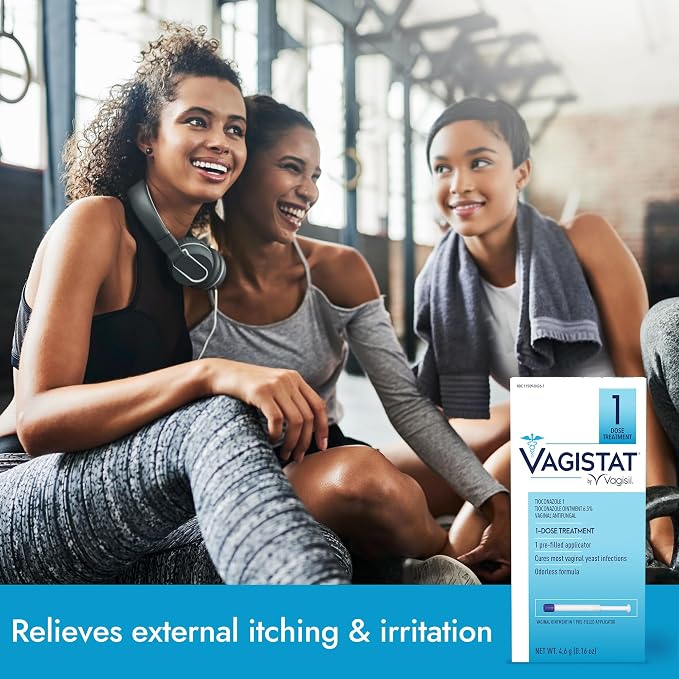 Vagisil Vagistat 1 Day Single-Dose Yeast Infection Treatment for Women, Antifungal Ointment Helps Relieve External Itching and Irritation, 1 Pre-Filled No Touch Vaginal Applicator (Pack of 1)