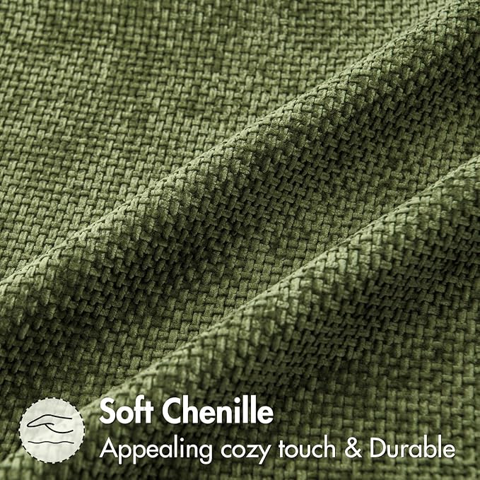 MIULEE Decorative Couch Throw Pillow Covers 18x18 Inch Olive 2 Pack | Modern Boho Accent, Soft Chenille Pillow Covers, Farmhouse Cushion Cases for Home Decor Bed Sofa Living Room
