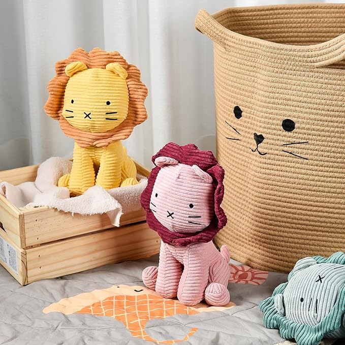 Lion Plush Corduroy (Yellow) 11" Stuffed Animal for Baby, Toddler, Kids, Adults - Lion Corduroy Toy-Adorable Toy Made from Kid-Friendly, Quality Material