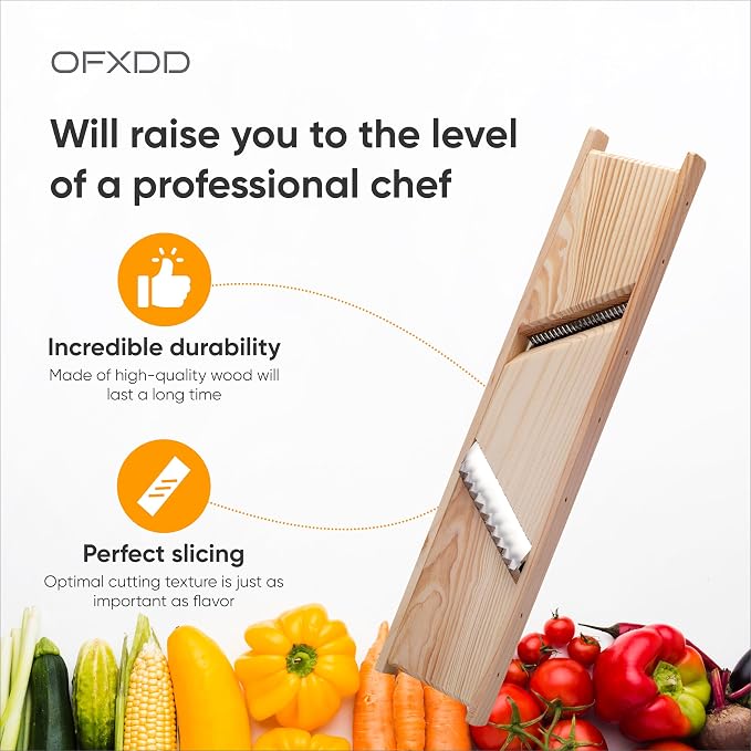 Grater for Korean Carrot - Wooden Korean Carrot Shredder - French Fry & Korean Salad Grater with Two Sharp Blades, Hand