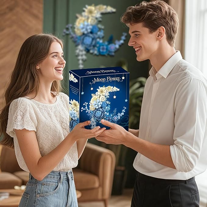 Moon Flower Building Set,935PCS Botanical Collection Set for Elegant Home Decor & Romantic Gift