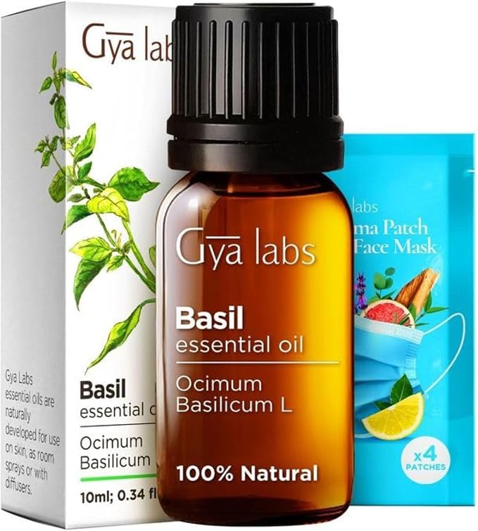 Basil & Lavender Essential Oil for Diffuser Set - Aromatherapy Grade Essential Oils Set - 2x0.34 fl oz - Gya Labs