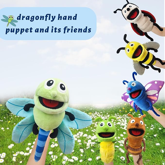 Hand Puppet Realistic Plush Puppet 13",Insect Animal Puppets for Kids Insect Stuffed Animal Hand Puppet with Moveable Mouth,Soft Stuffed Insect Puppet Story Toy Puppets Role Play Show Game