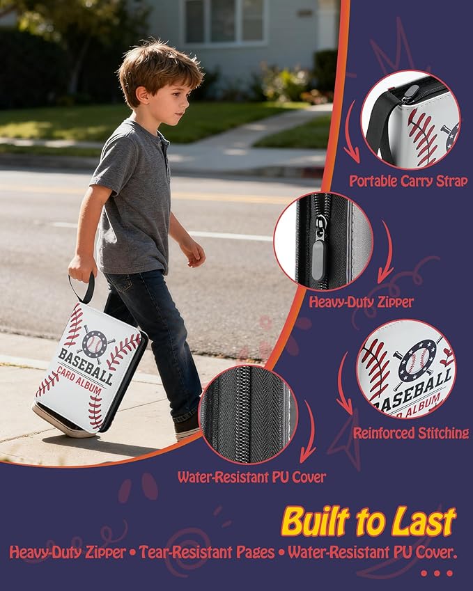 Trading Card Binder, 9-Pocket, Holds 1080 Cards, 120 Pages Side-Loading Card Album, PU Leather, Acid-Free Archival Sleeves, Durable Organizer for MTG, TCG & Sports Cards, Gift for Kids, Boys and Girls