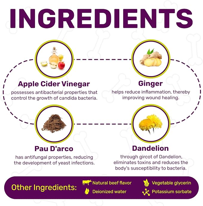 Yeast Infection Treatment for Dogs & Puppies to Help with Itching & Irritation | Dog Ear Infection Treatment for Allergies Breeds | Beef Taste | 2 Oz