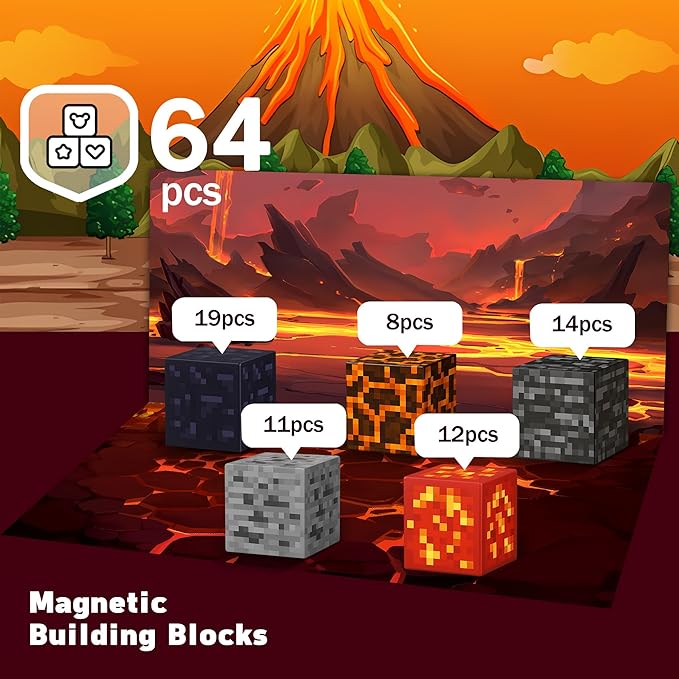 Magnetic Blocks Building Toys - Build Set, Magnet for Boys & Girls Ages 5-7, Buildable Game Elements Gifts Toys for 3+ Year Old Boys & Girls