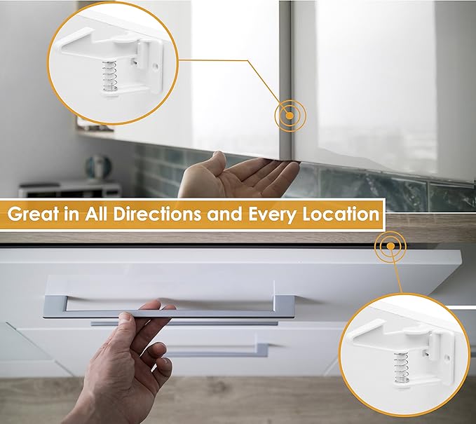 [12-Pack] Invisible Baby Proofing Cabinet Locks - No Drill Child Safety Drawer Latches - Adhesive Childproof Latch for Cabinets, Kitchen & Furniture - Secure Toddler & Infant Safety No Tools Required