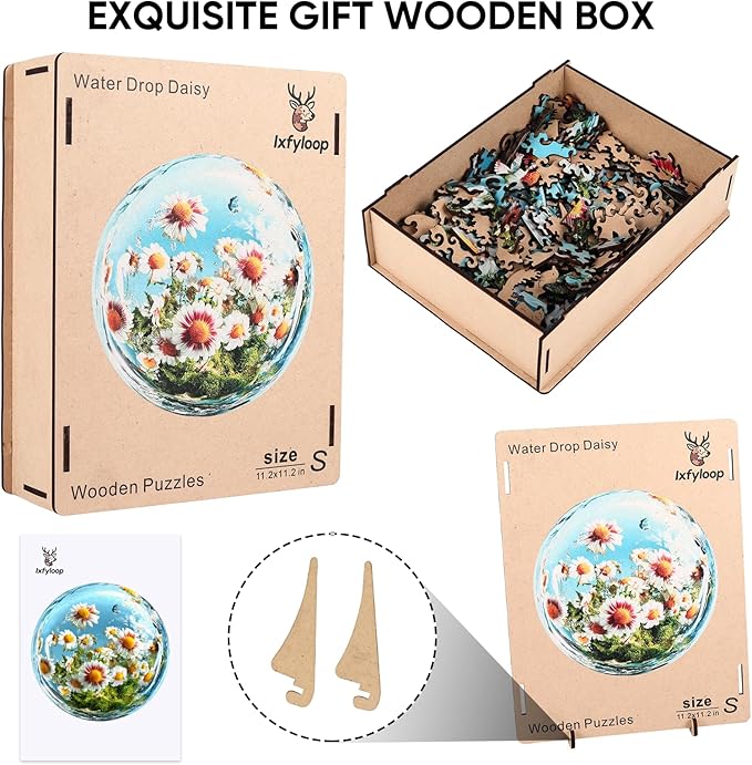 Ixfyloop Wooden Puzzles for Adults Wood Puzzles Adult Daisy Puzzle Wood Puzzles for Adults Wooden, Flower Puzzle Adult Wooden Puzzles,Unique Design Birthday Gift 200 Pieces 11.2 X11.2 Inch