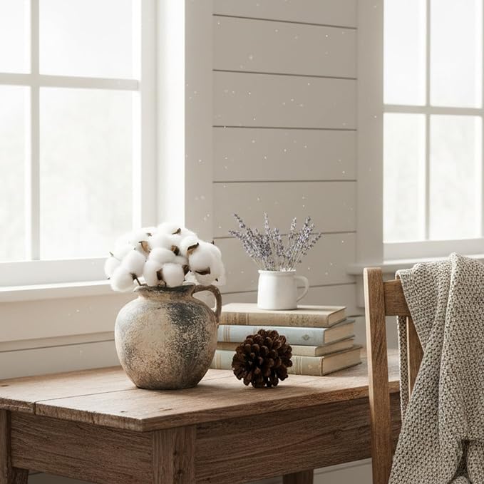 PORCER Antique Terracotta Vase with Handle, 5.6 Inch Farmhouse Ceramic Vase Boho Decor Decorative Vase, Rustic Vase for Home Decor, Living Room, Table, Wedding - Distressed Design, Gray
