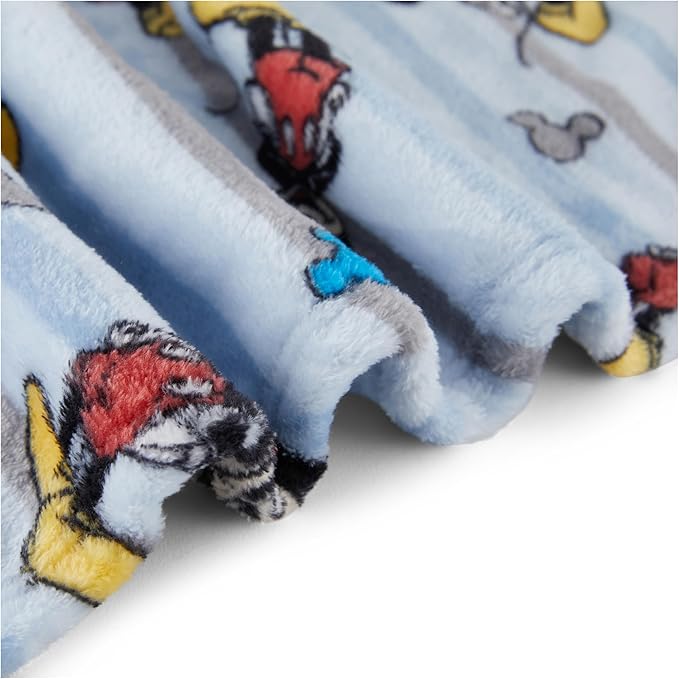 Disney Characters Flannel Fleece Baby Blanket - Soft & Cozy 30x40 Inches, Featuring Mickey Mouse, Minnie Mouse, Winnie The Pooh, and Dumbo