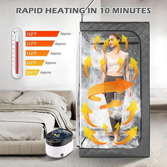 Full Size Home Sauna, Portable Steam Sauna for Home Spa, One Person Foldable Lightweight, Full Body Sauna Tent for Relaxation, 1500W & 4L Steamer Generator, Remote Control, Foldable Chair