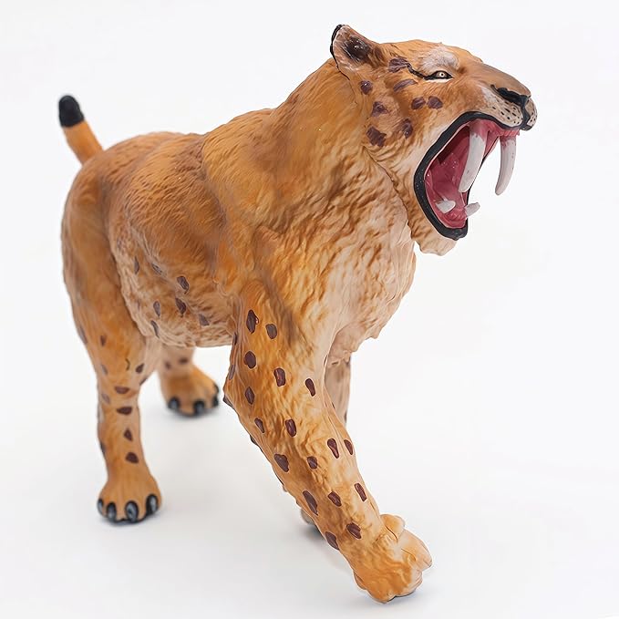Gemini&Genius Saber-Toothed Tiger Animals Action Figure Toys for Kids (Smilodon)