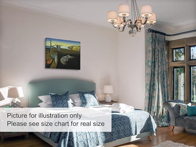 Niwo ART - Persistence of Memory, World's Most Famous Paintings Series, Canvas Wall Art Home Decor, Gallery Wrapped, Stretched, Framed Ready to Hang (16"x12"x3/4")
