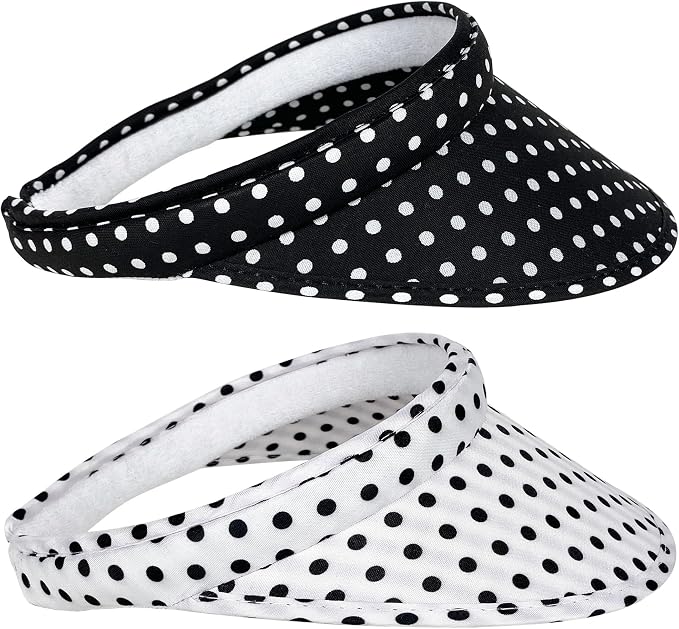 2 Pack Sun Visor Hats Women Men Clip On Wide Brim Visors Hat Outdoor Sports Golf Beach Travel Tennis Caps