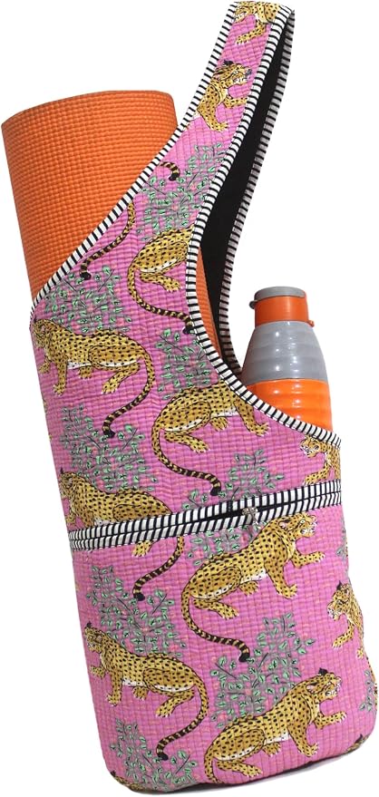 INDIAN CRAFT CASTLE Yoga Mat Bag | Tote Mat Bag | Sling Yoga Tote w/Large Side Pocket & Zipper Pocket | Yoga Mat Carrier Fits Most Size Mats